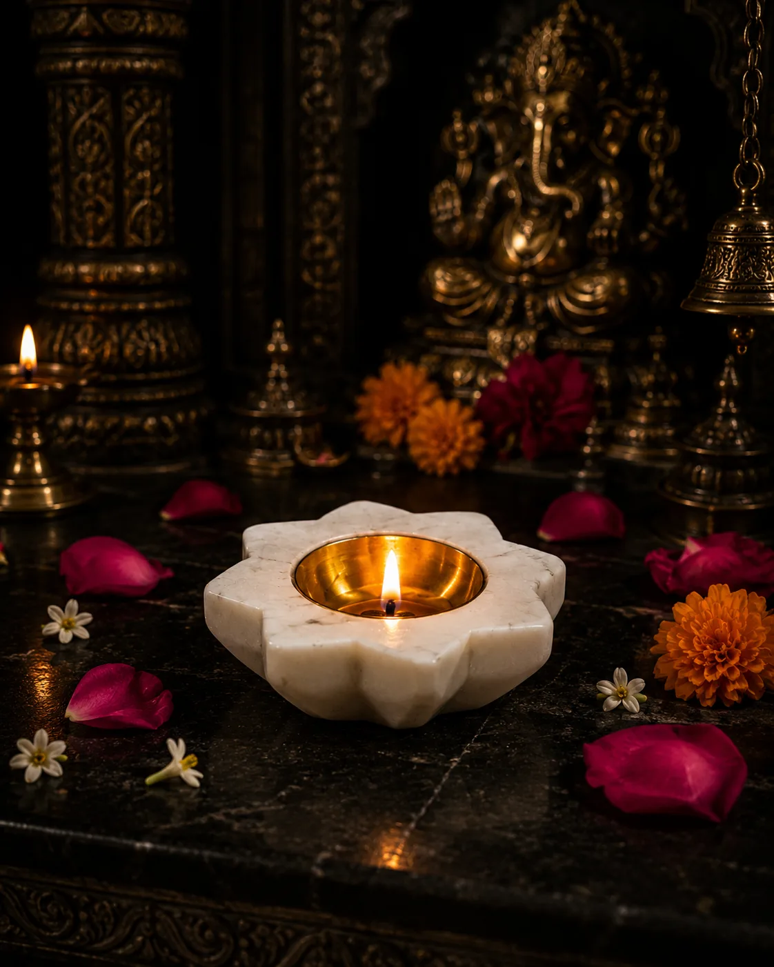 Lotus Marble Diya